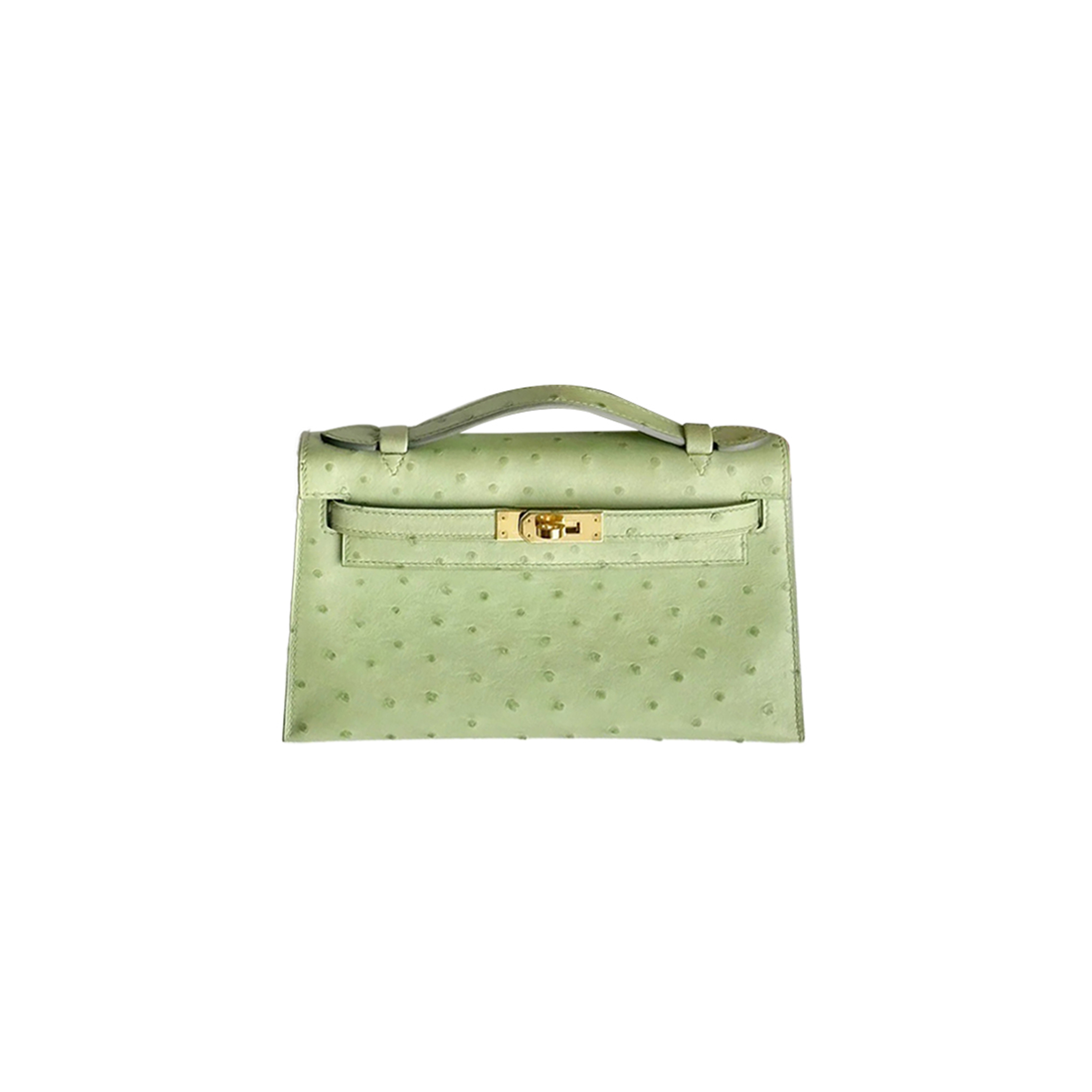 HERMÈS MASTER MINI KELLY OSTRICH LEATHER AVOCADO GREEN (22*14*7cm)